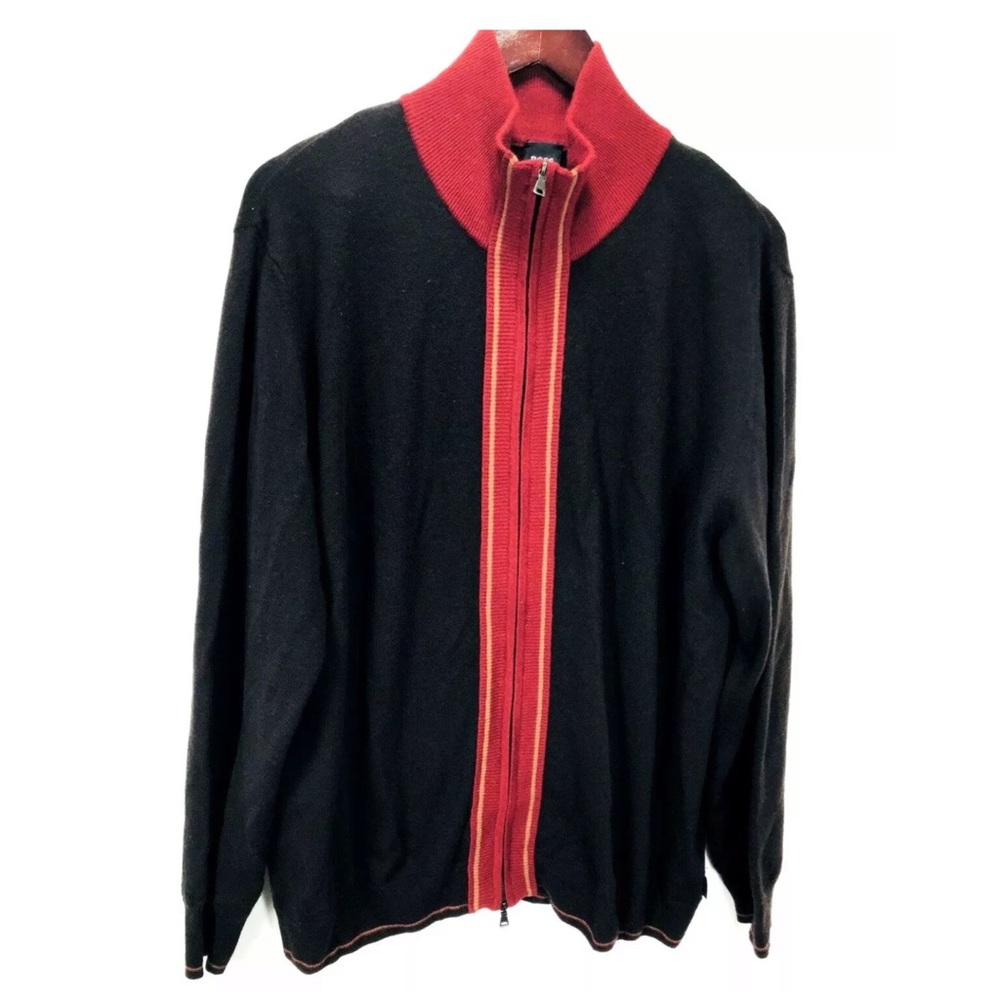 Boss Sweater Mens sz 2xl Zip Front Brown Red